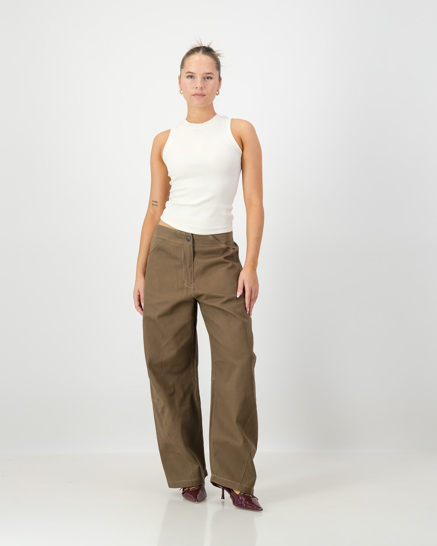 Logo Tank - Cream with Cream Embroidery