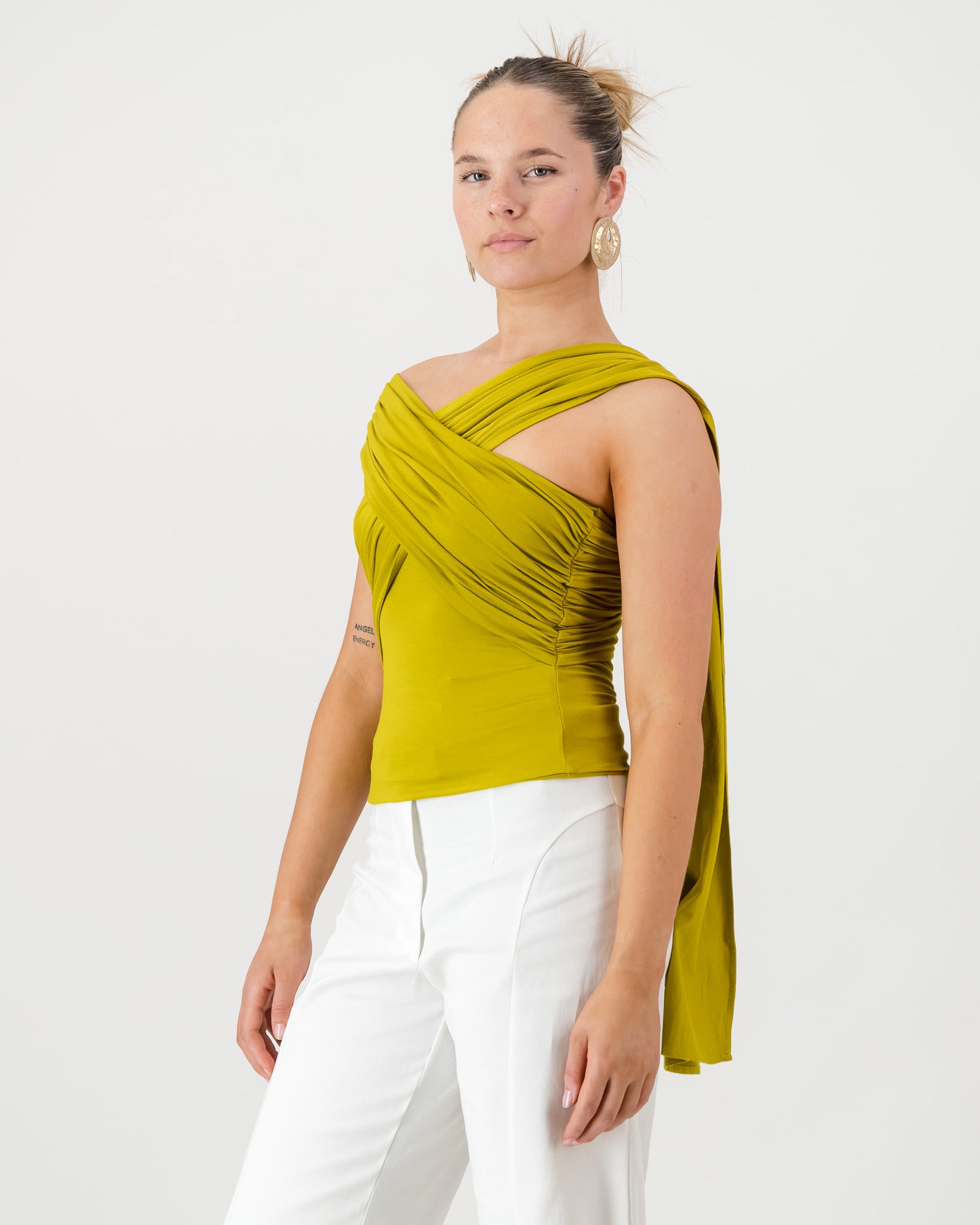 Iris Wrap Top - Chartreuse