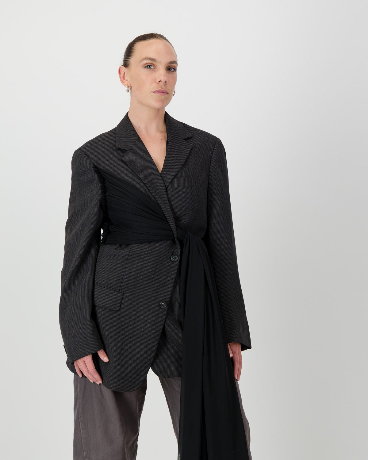 Wrap Blazer - Textured Dark Grey