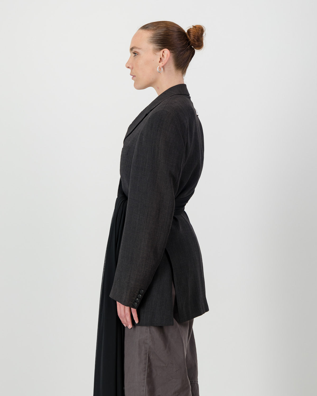Wrap Blazer - Textured Dark Grey