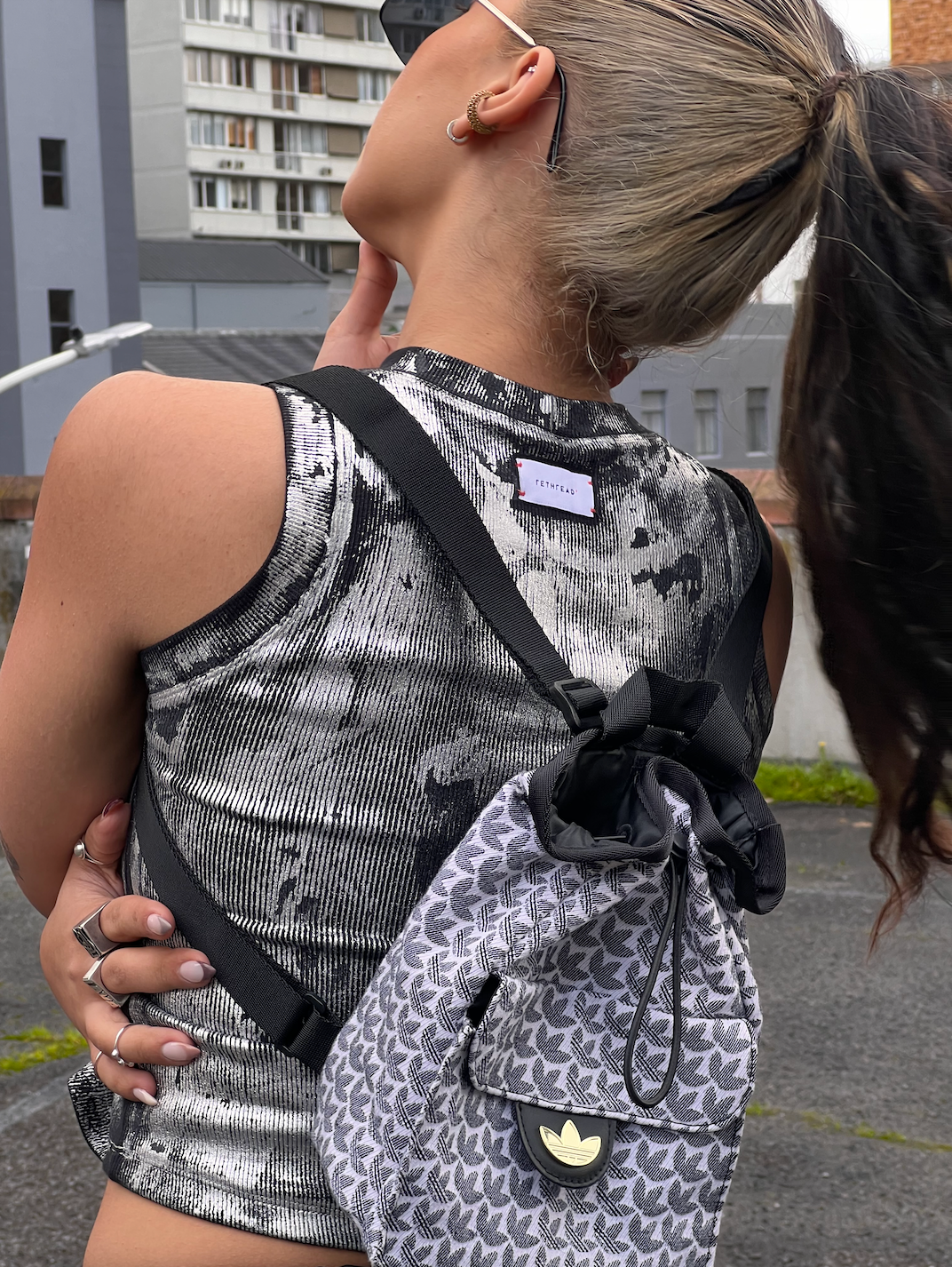 Silver Metallic Tank - Black