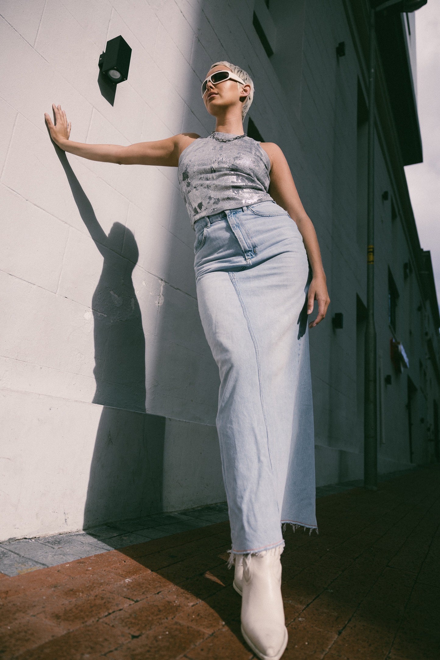 Ziggy Maxi Skirt - Light Blue Denim