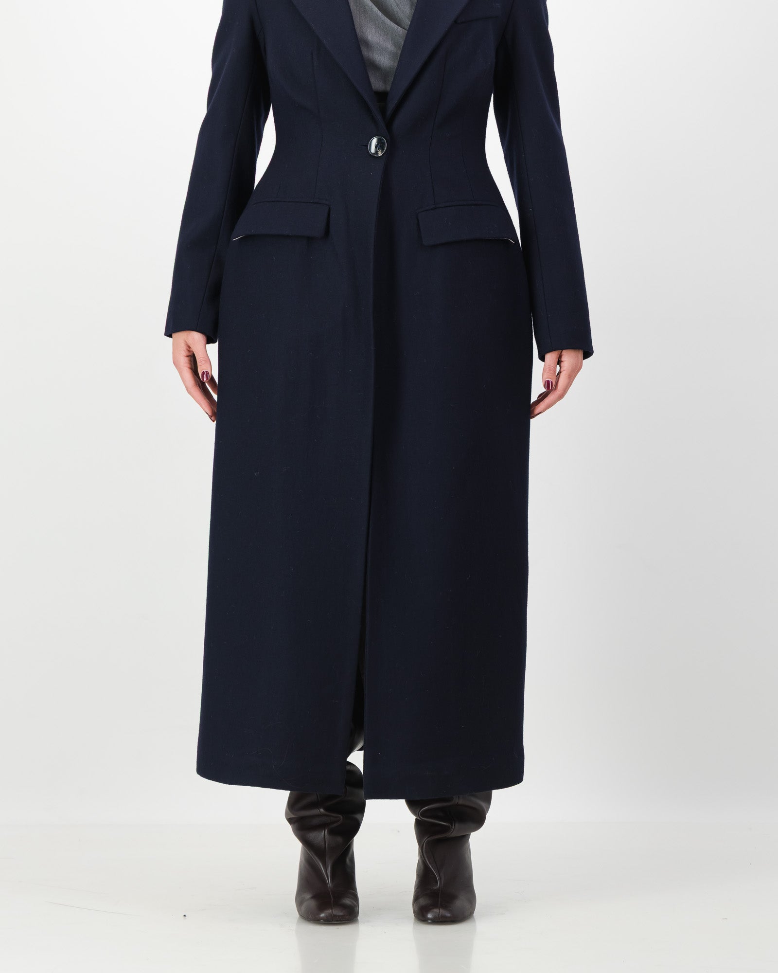 Sculpture Coat - Navy Wool