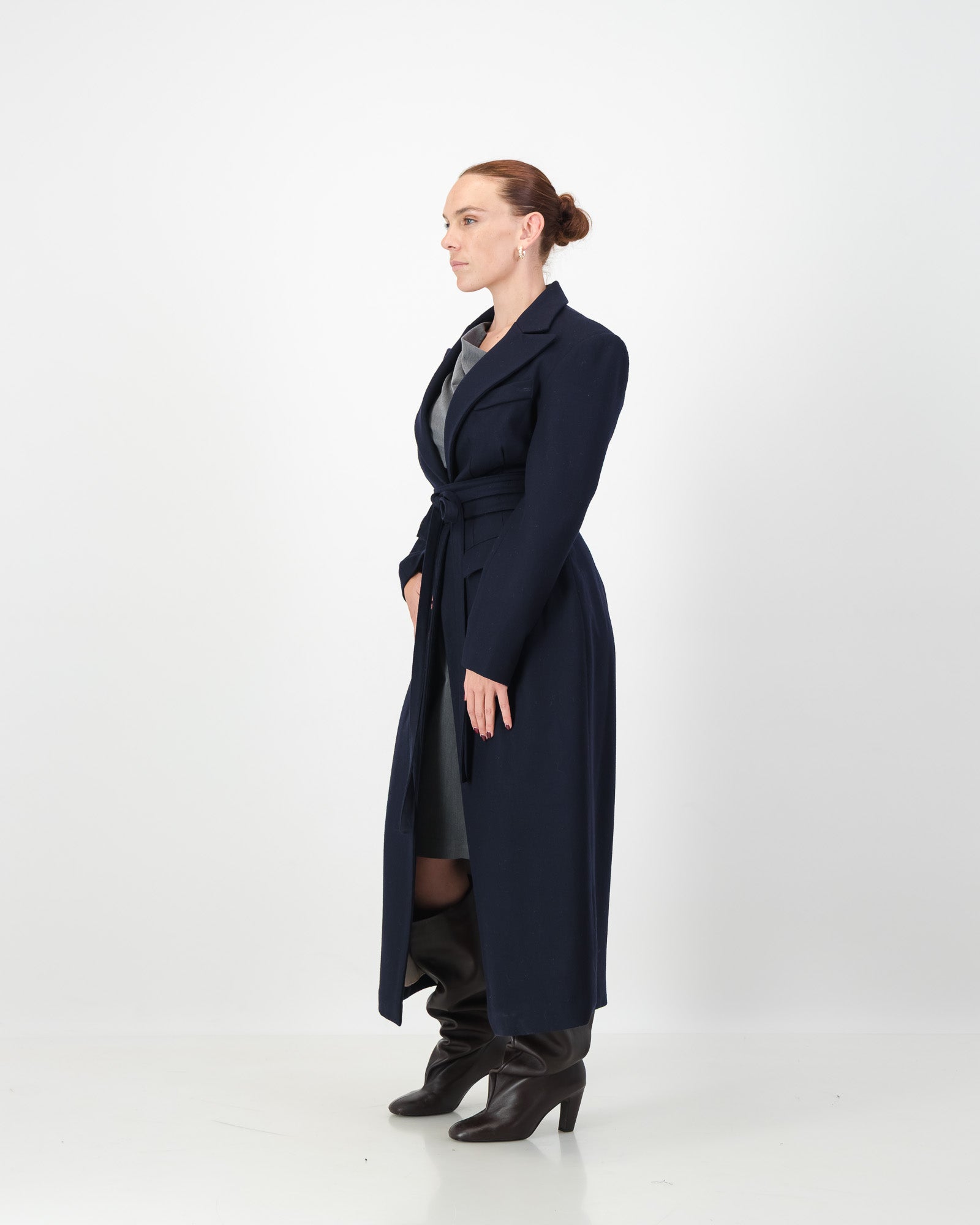 Sculpture Coat - Navy Wool