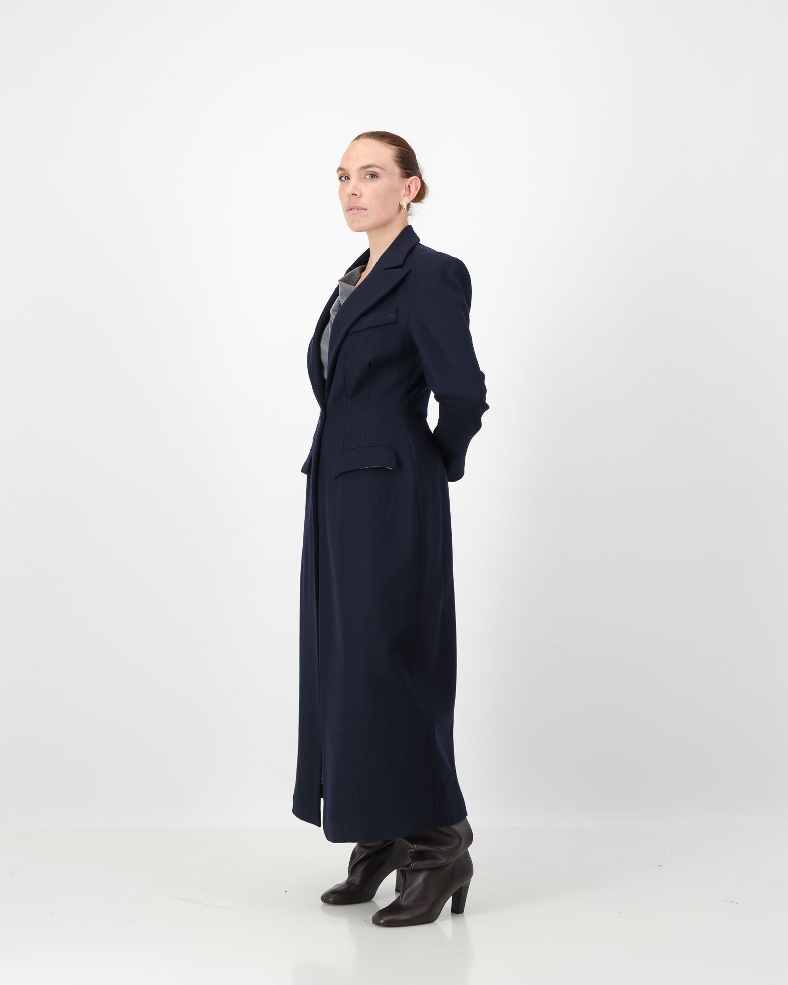 Sculpture Coat - Navy Wool
