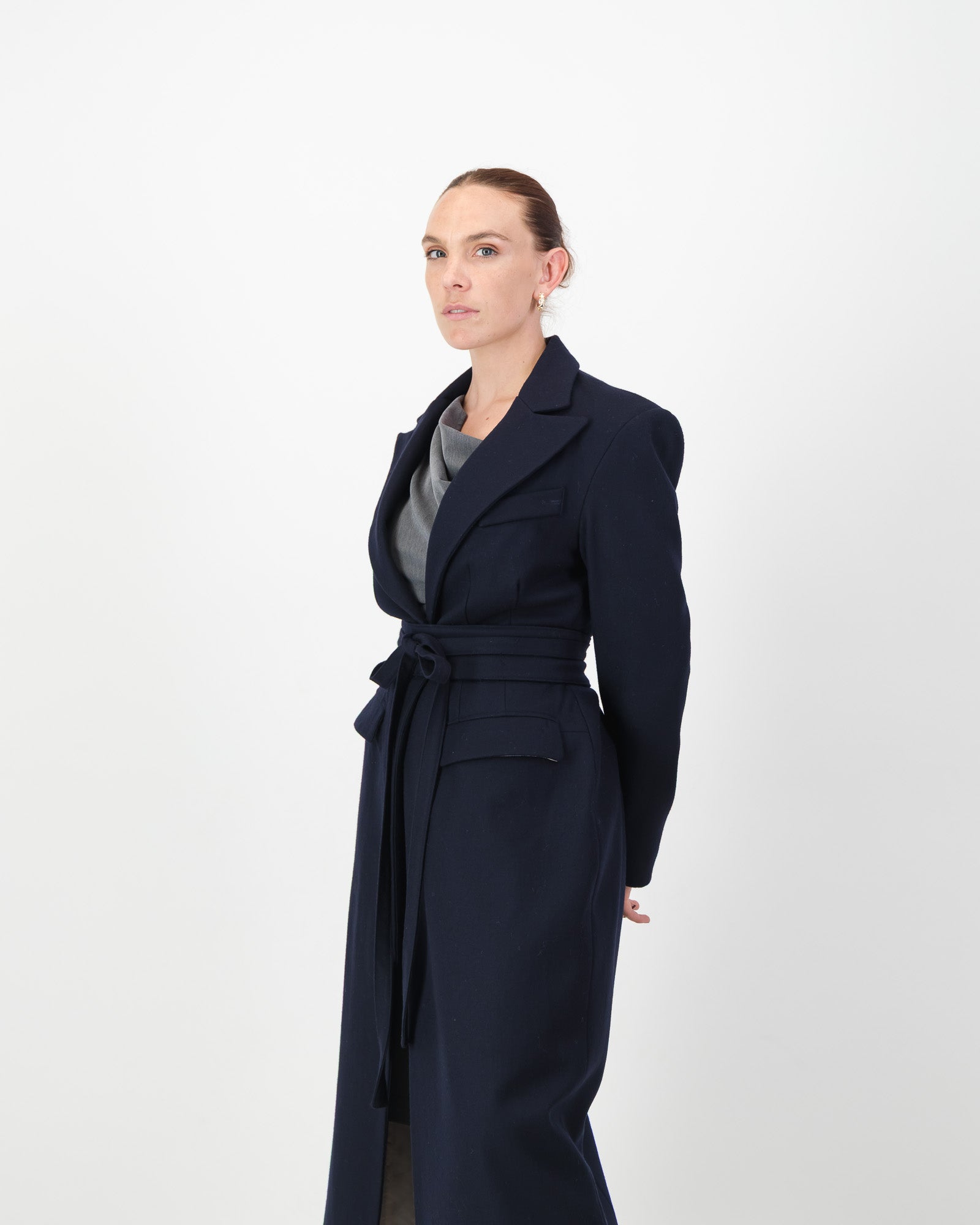 Sculpture Coat - Navy Wool