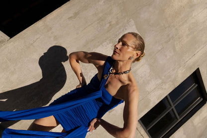 Iris Wrap Top - Electric Blue