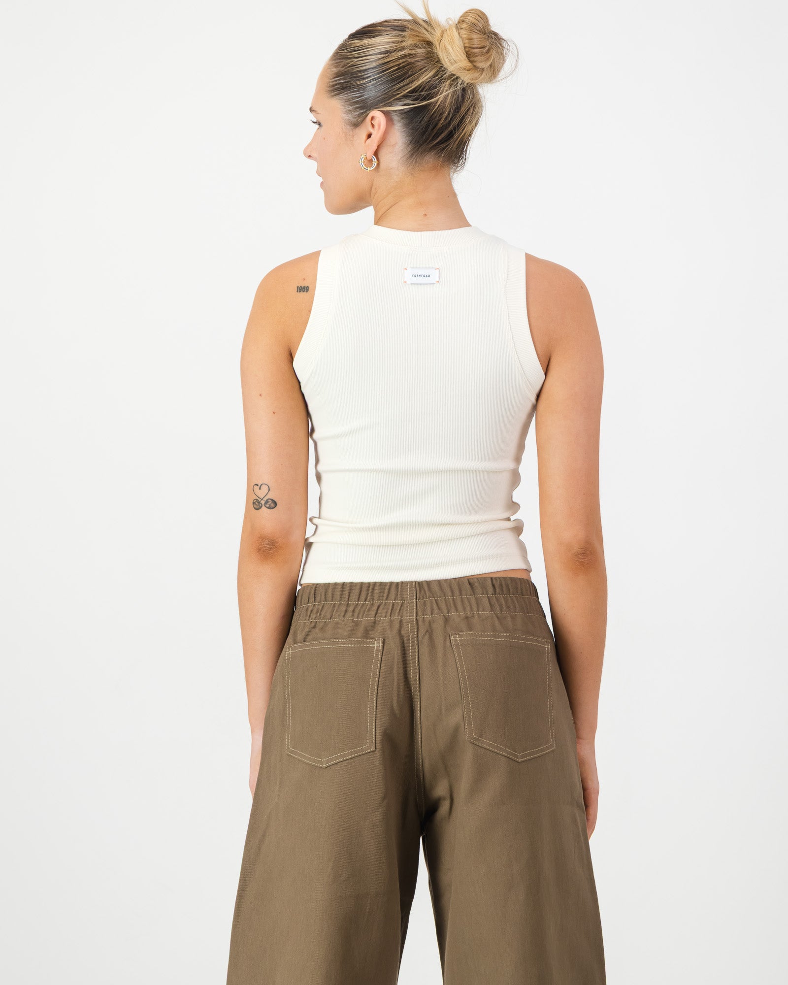 Logo Tank - Cream with Cream Embroidery