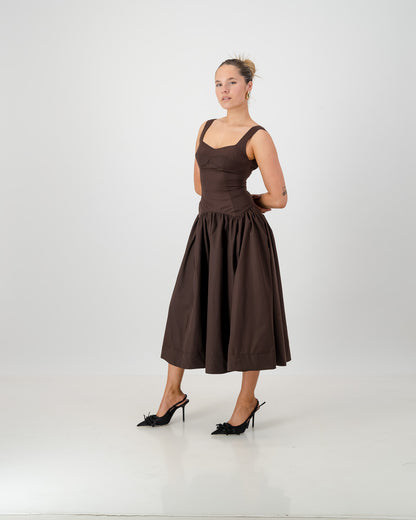 Gaia Midi Dress - Chocolate