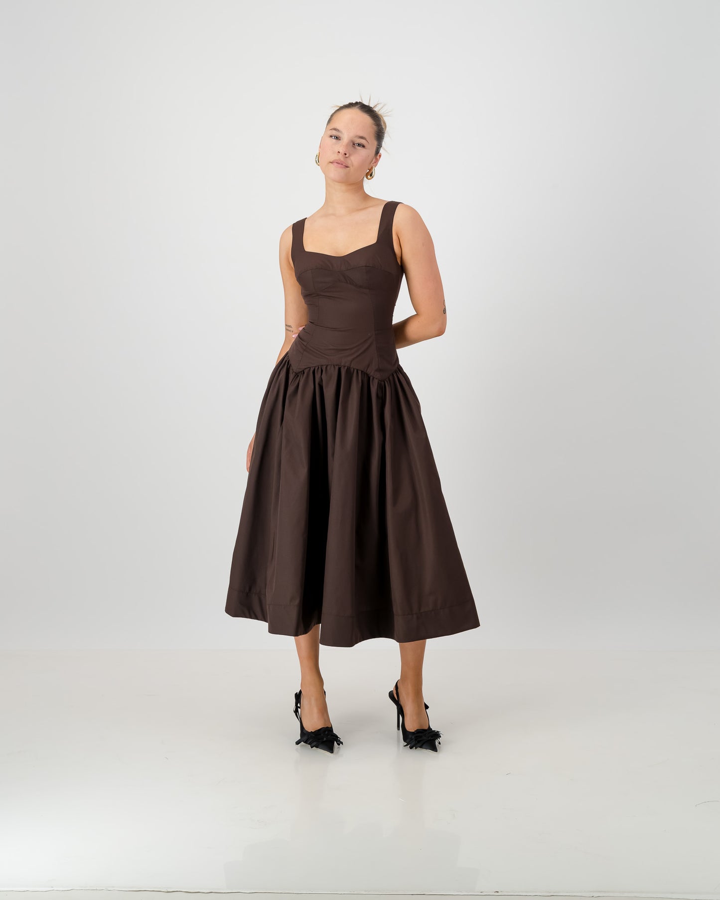 Gaia Midi Dress - Chocolate