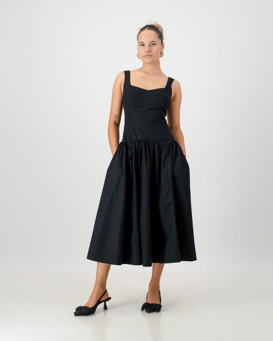 Gaia Midi Dress - Black