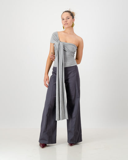 Iris Wrap Top - Grey Marle