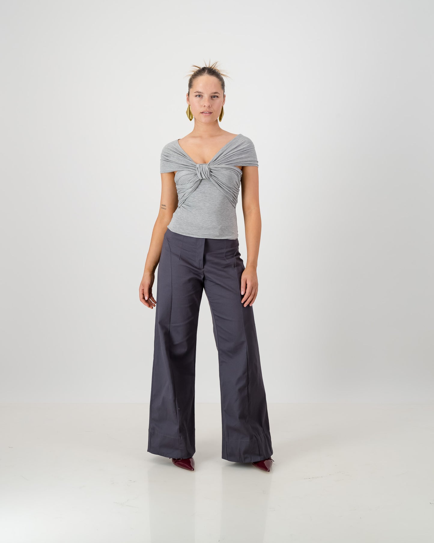 Iris Wrap Top - Grey Marle