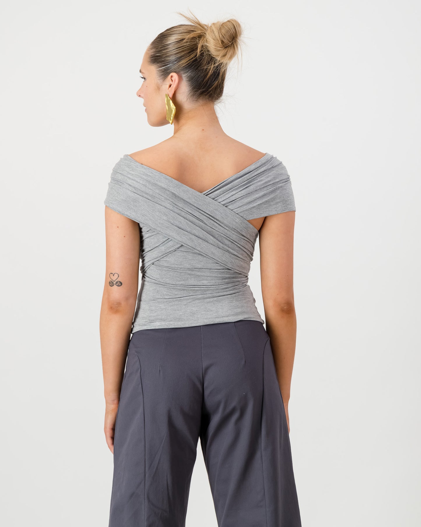 Iris Wrap Top - Grey Marle