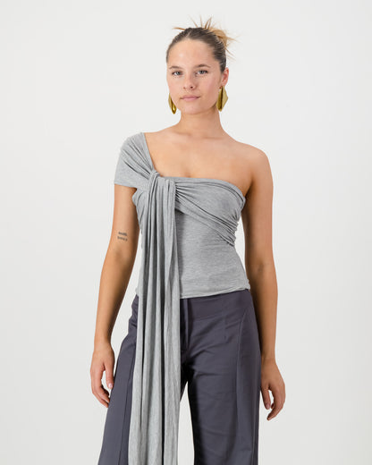 Iris Wrap Top - Grey Marle