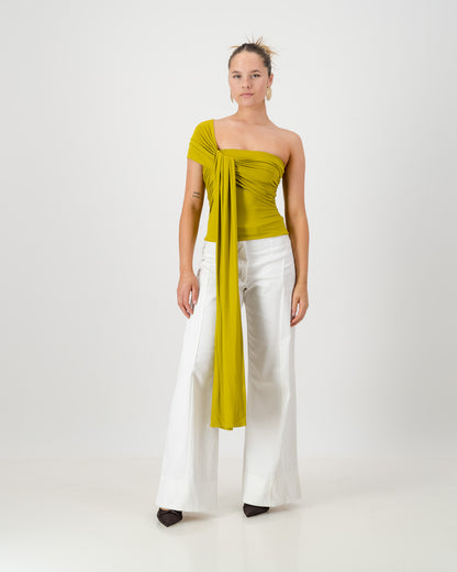 Iris Wrap Top - Chartreuse