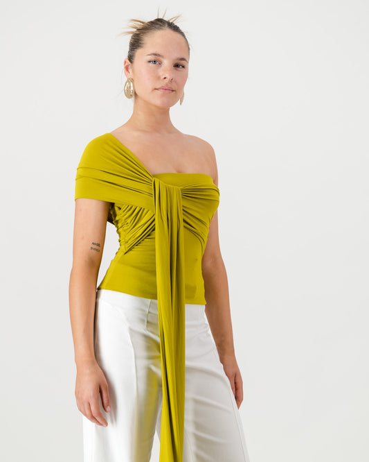 Iris Wrap Top - Chartreuse