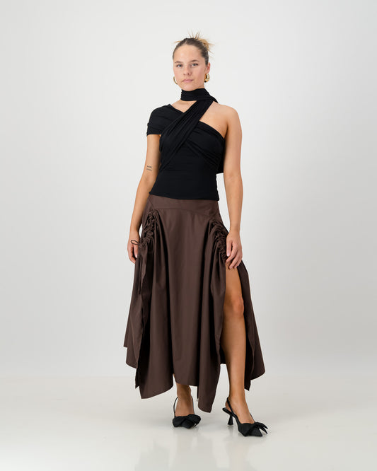 Gaia Maxi Skirt - Brown