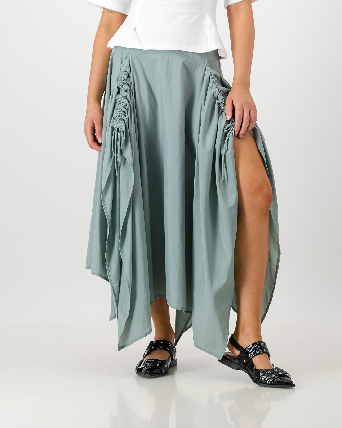 Gaia Maxi Skirt - Green Grey