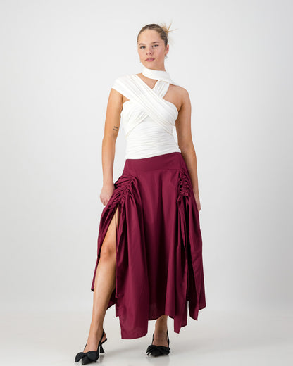 Gaia Maxi Skirt - Burgundy