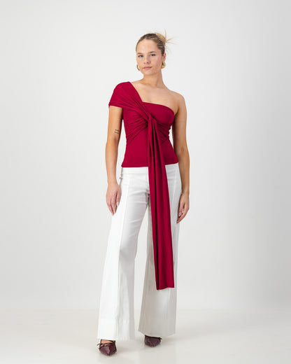 Iris Wrap Top - Lava Red