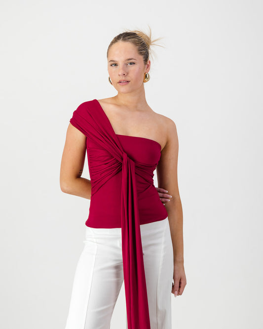 Iris Wrap Top - Lava Red