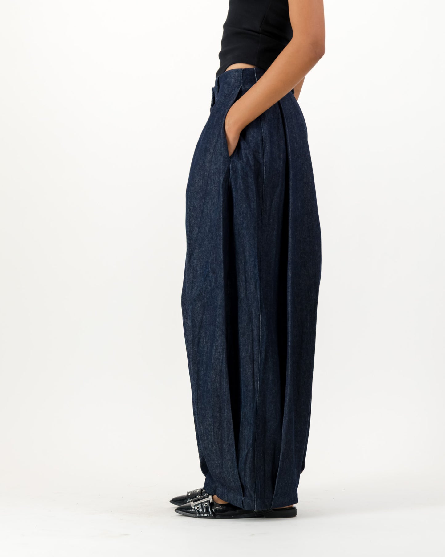 Ora Balloon Trousers - Dark Indigo Denim