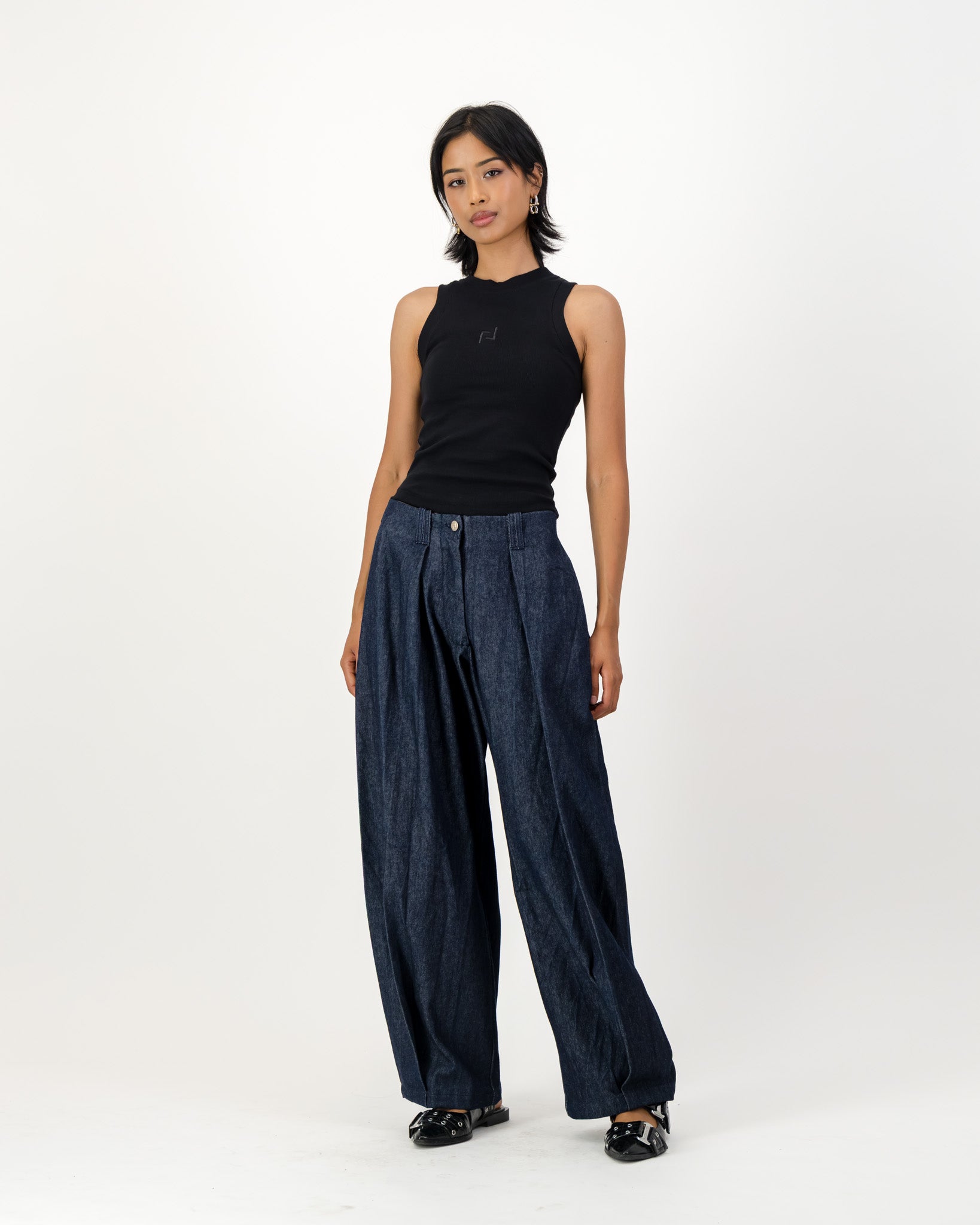 Ora Balloon Trousers - Dark Indigo Denim
