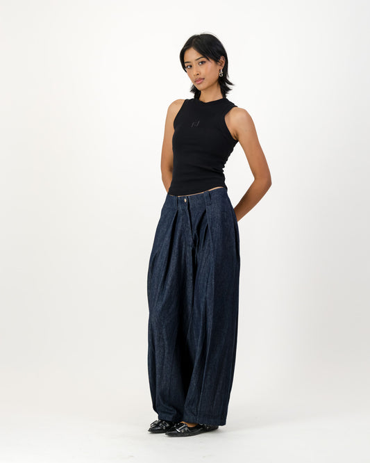 Ora Balloon Trousers - Dark Indigo Denim