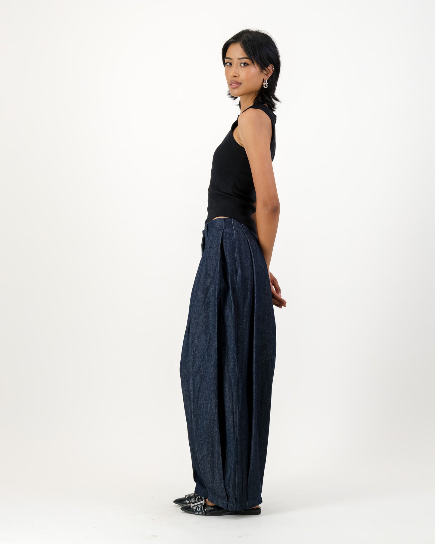 Ora Balloon Trousers - Dark Indigo Denim
