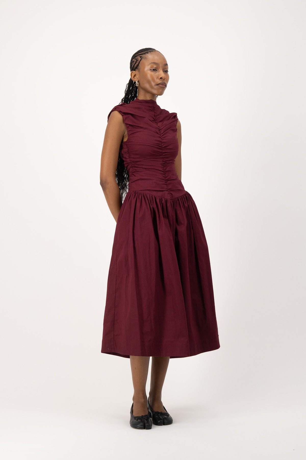 Rush Tush Midi Dress - Burgundy