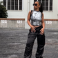 Silver Metallic Tank - Black