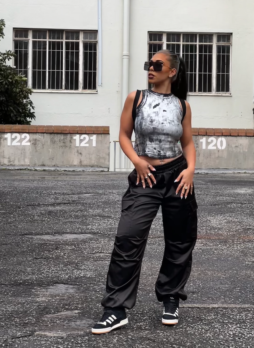 Silver Metallic Tank - Black