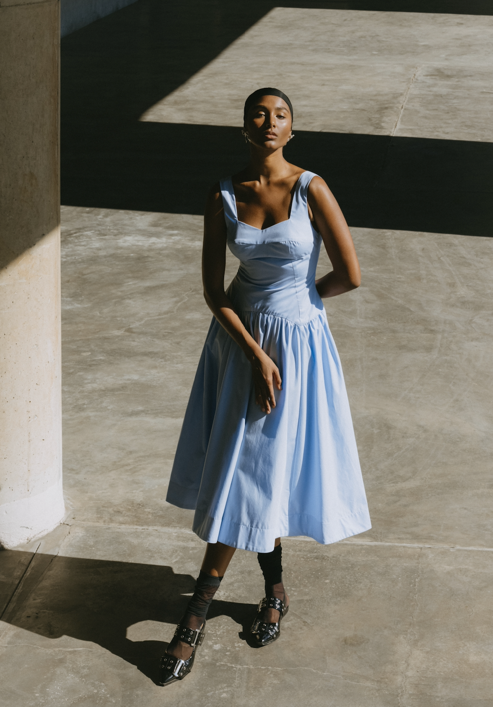 Gaia Midi Dress - Powder Blue