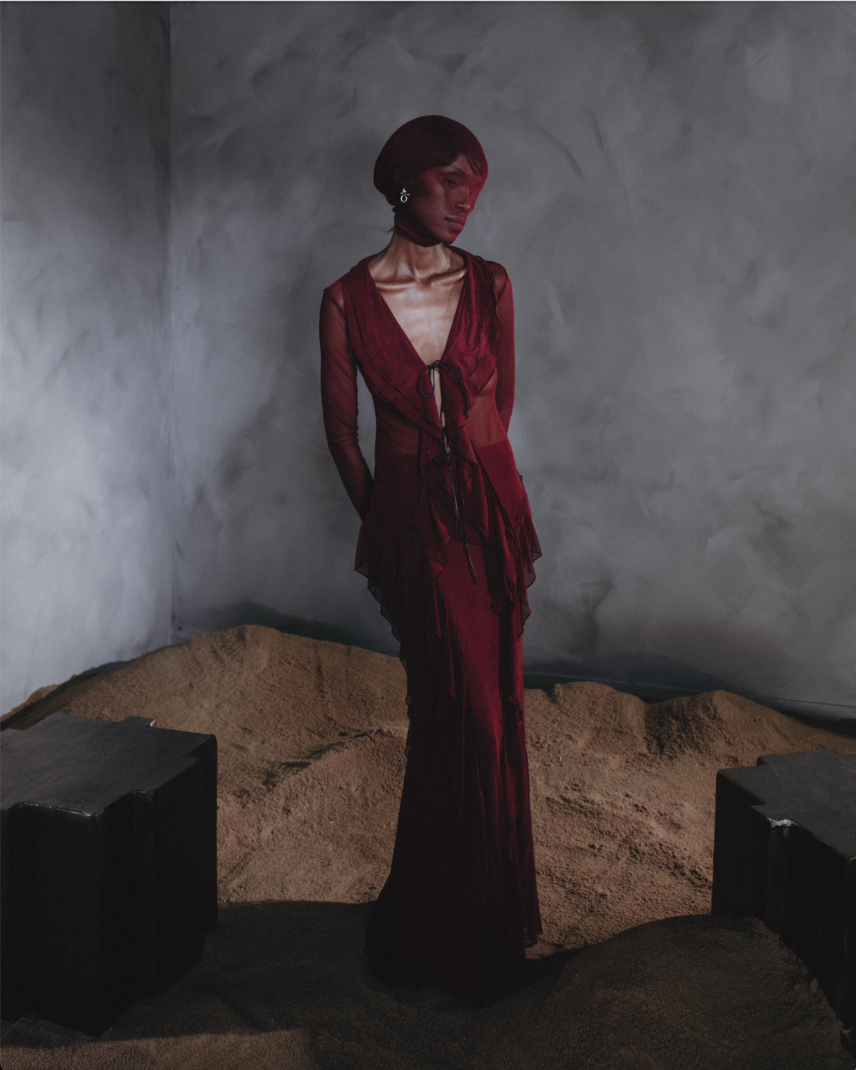 Carrie Mesh Skirt - Burgundy