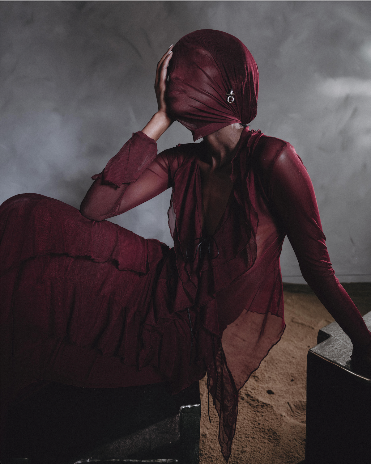 Carrie Mesh Top - Burgundy