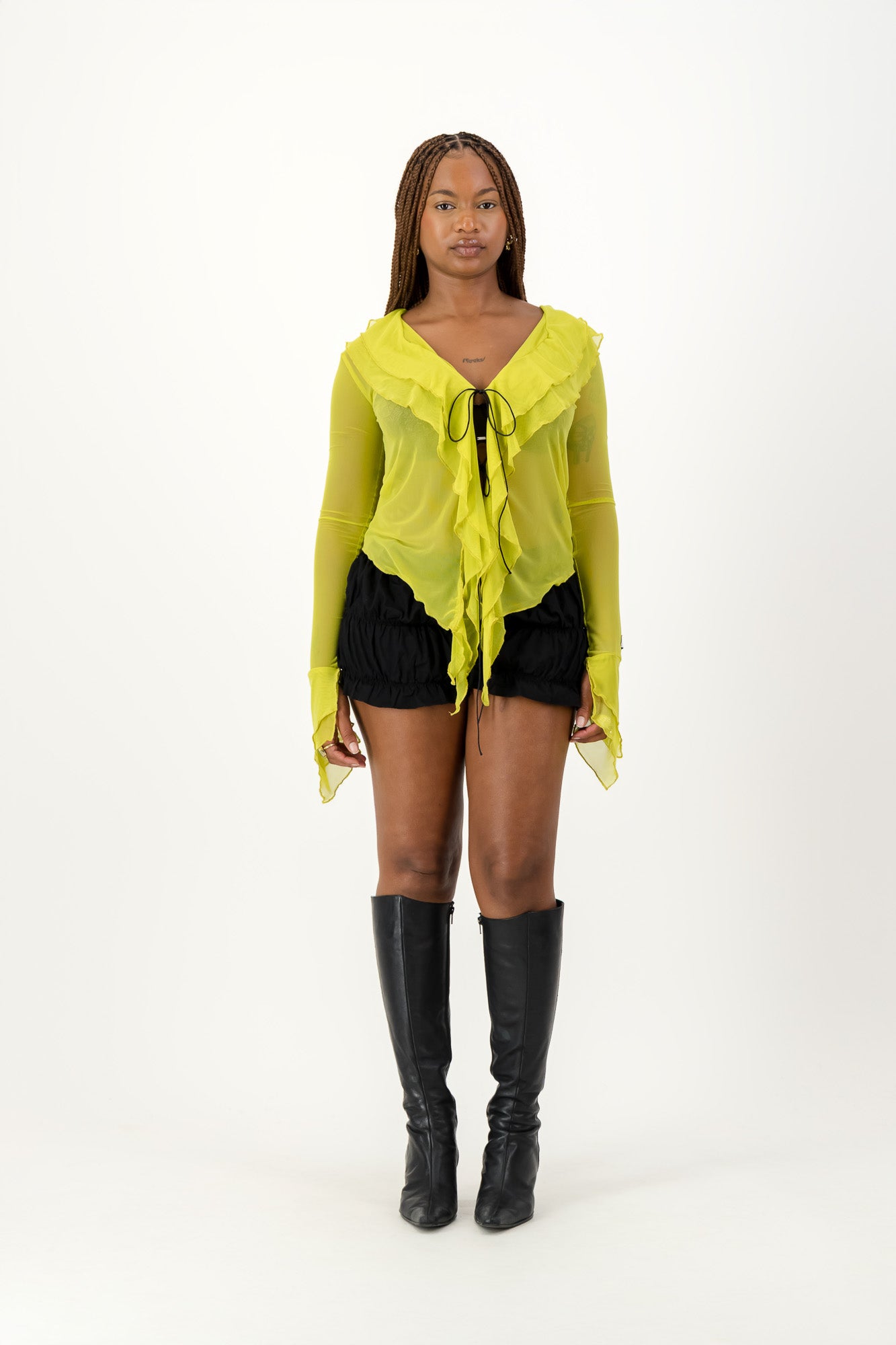 Carrie Mesh Top - Chartreuse