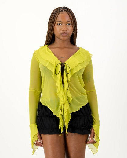 Carrie Mesh Top - Chartreuse