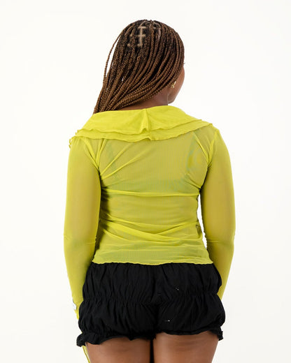 Carrie Mesh Top - Chartreuse