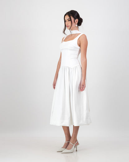 Gaia Bridal Midi Dress - Ivory