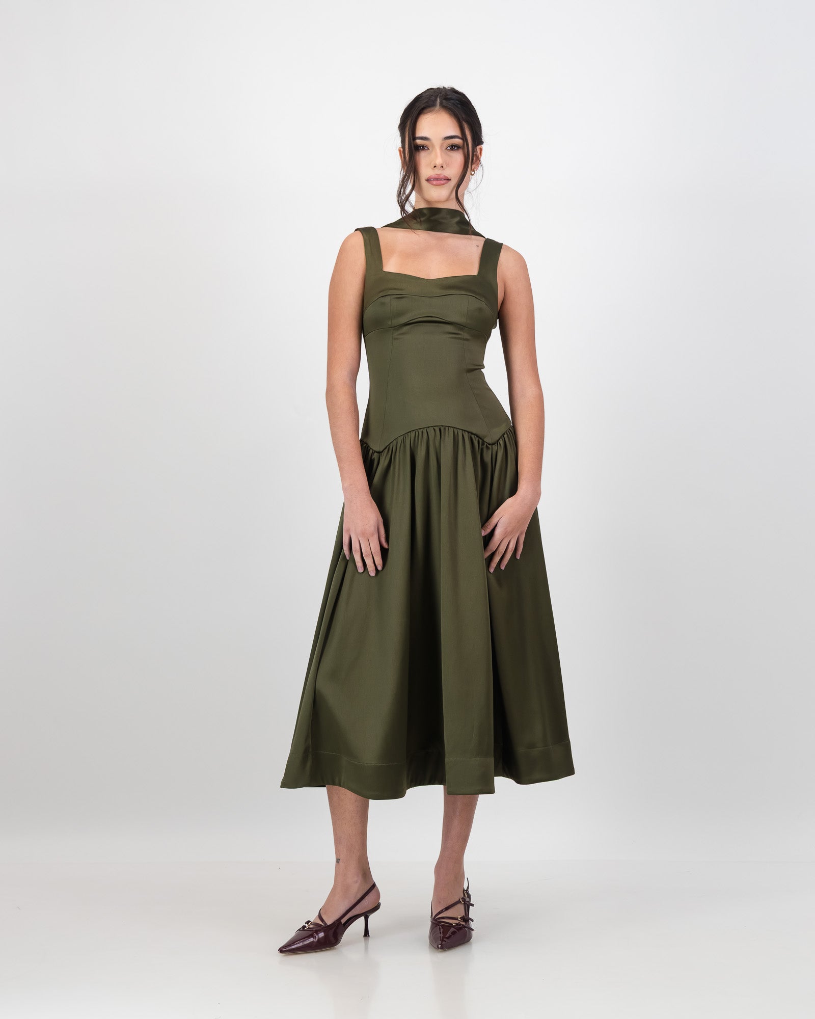 Gaia Midi Dress - Olive