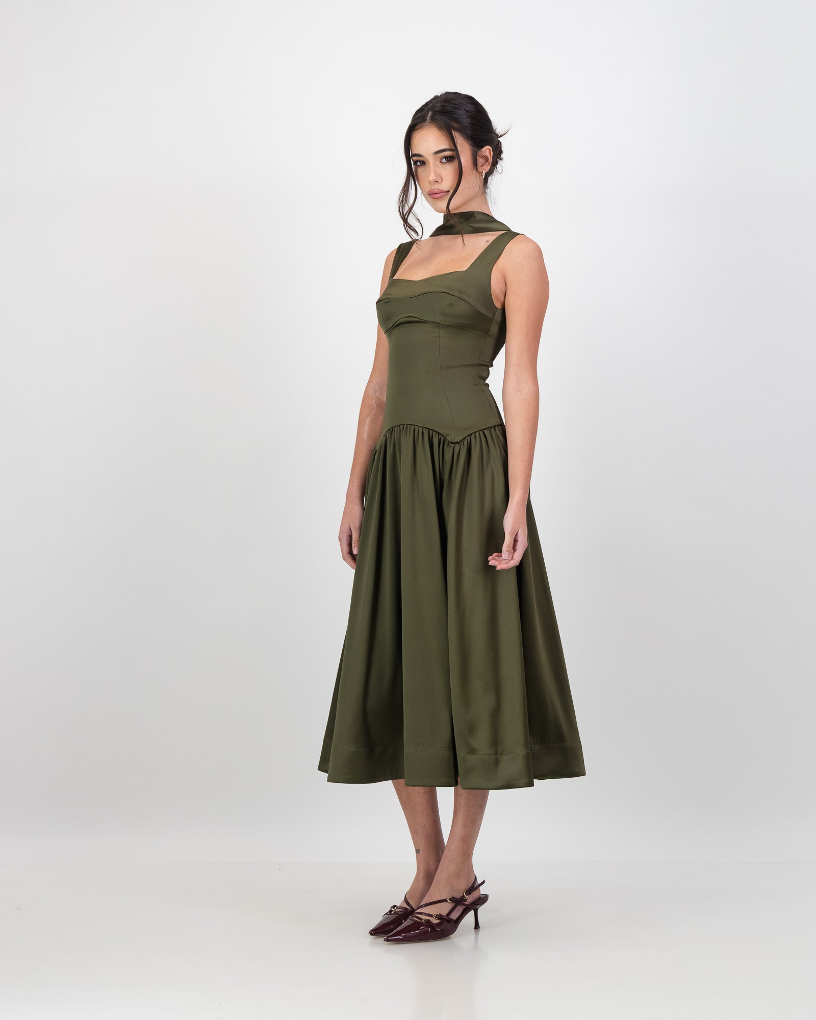 Gaia Midi Dress - Olive