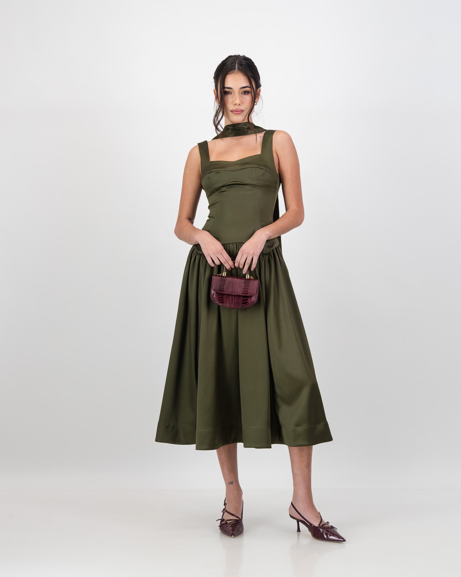Gaia Midi Dress - Olive