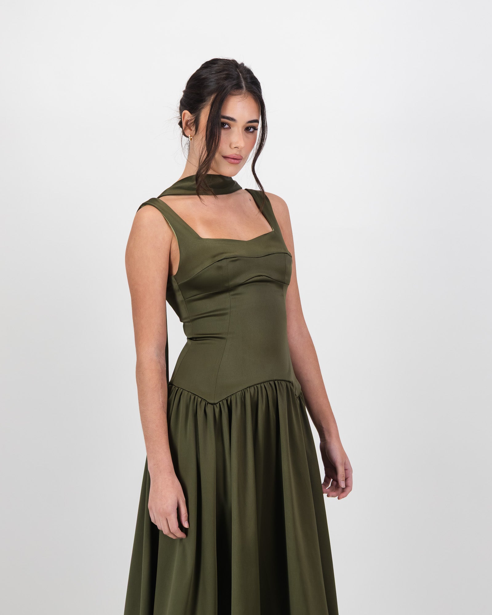 Gaia Midi Dress - Olive