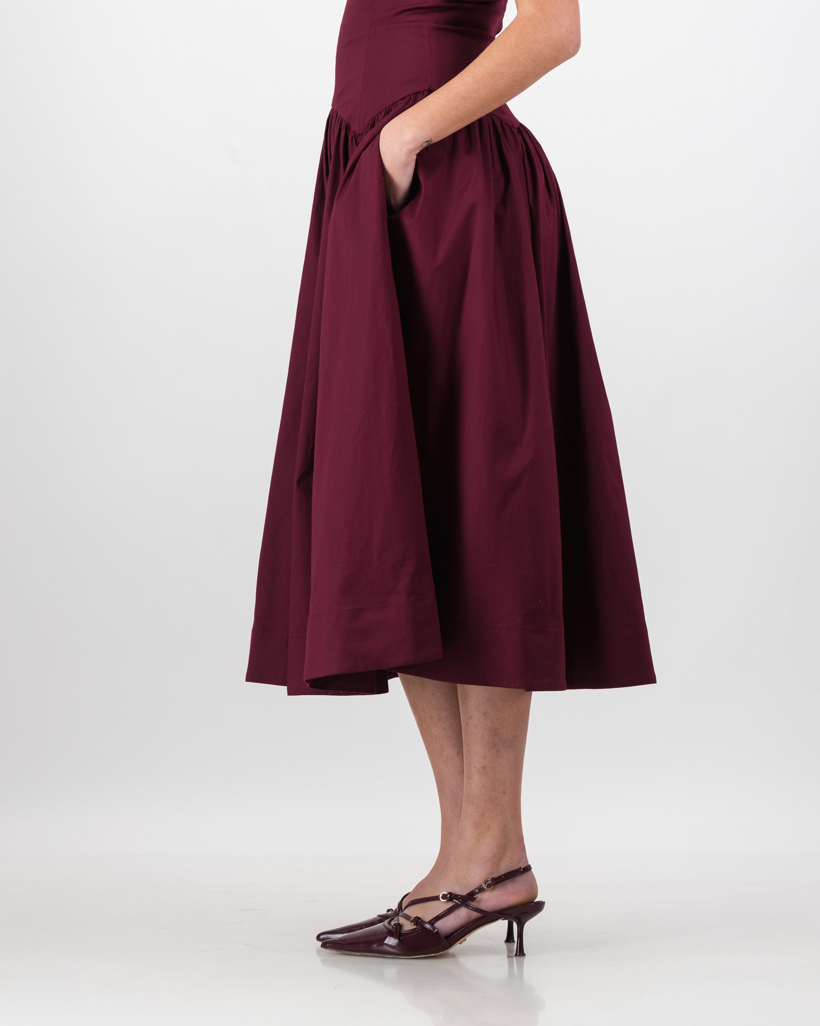 Gaia Midi Dress - Burgundy