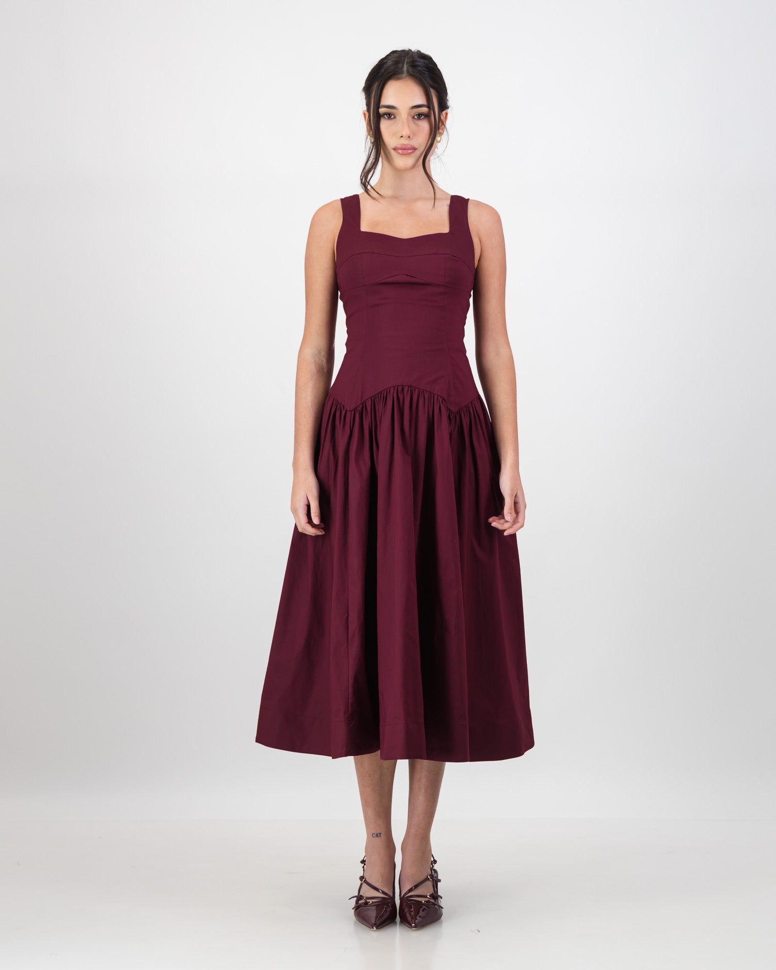 Gaia Midi Dress - Burgundy