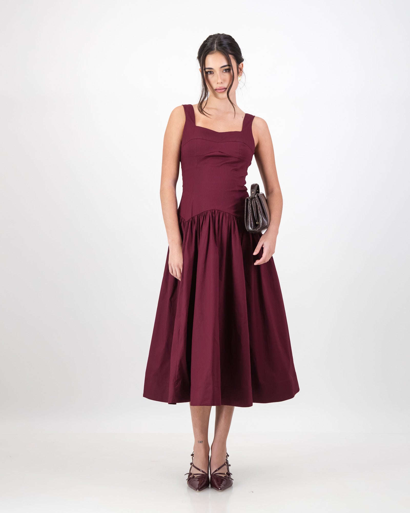 Gaia Midi Dress - Burgundy