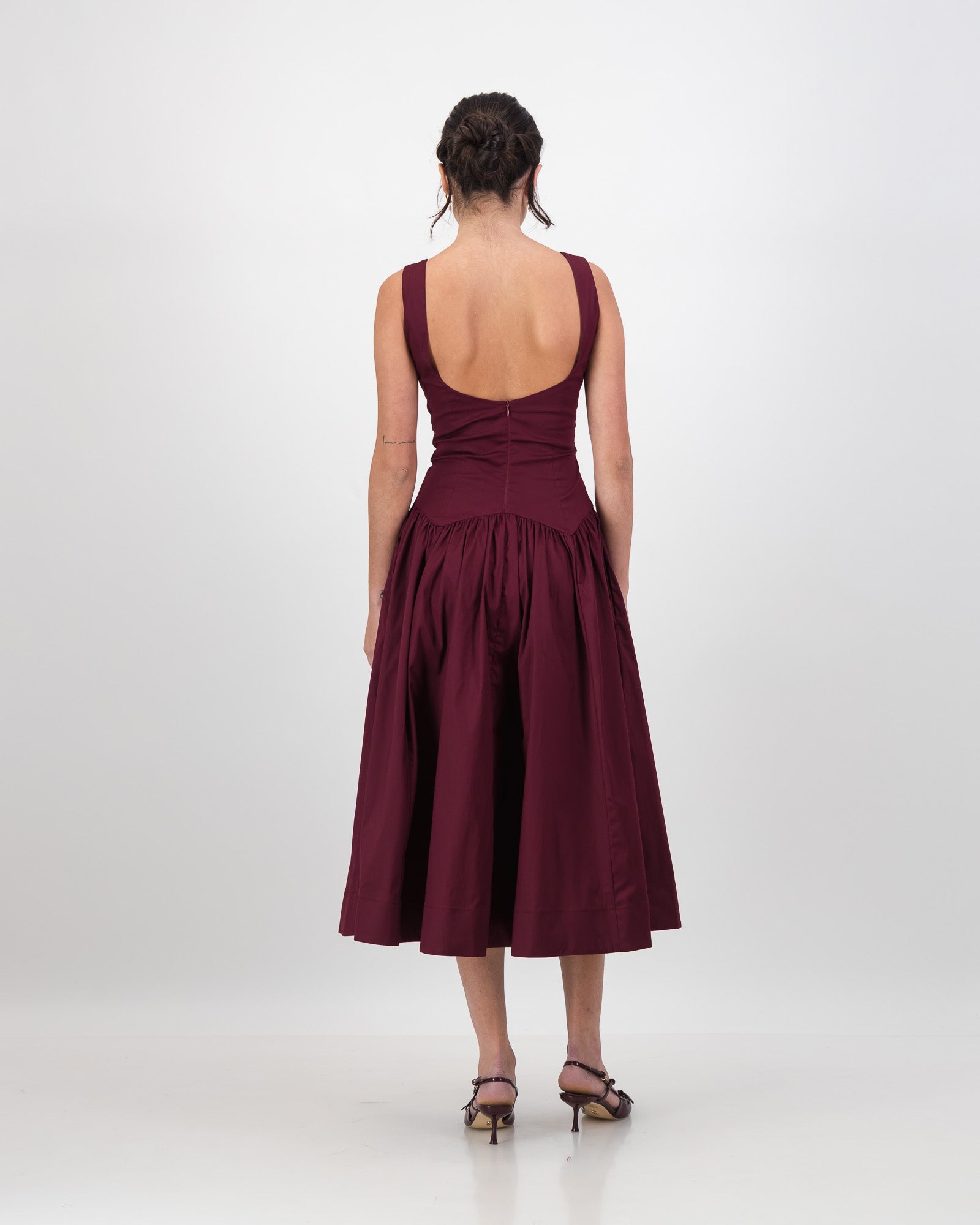 Gaia Midi Dress - Burgundy