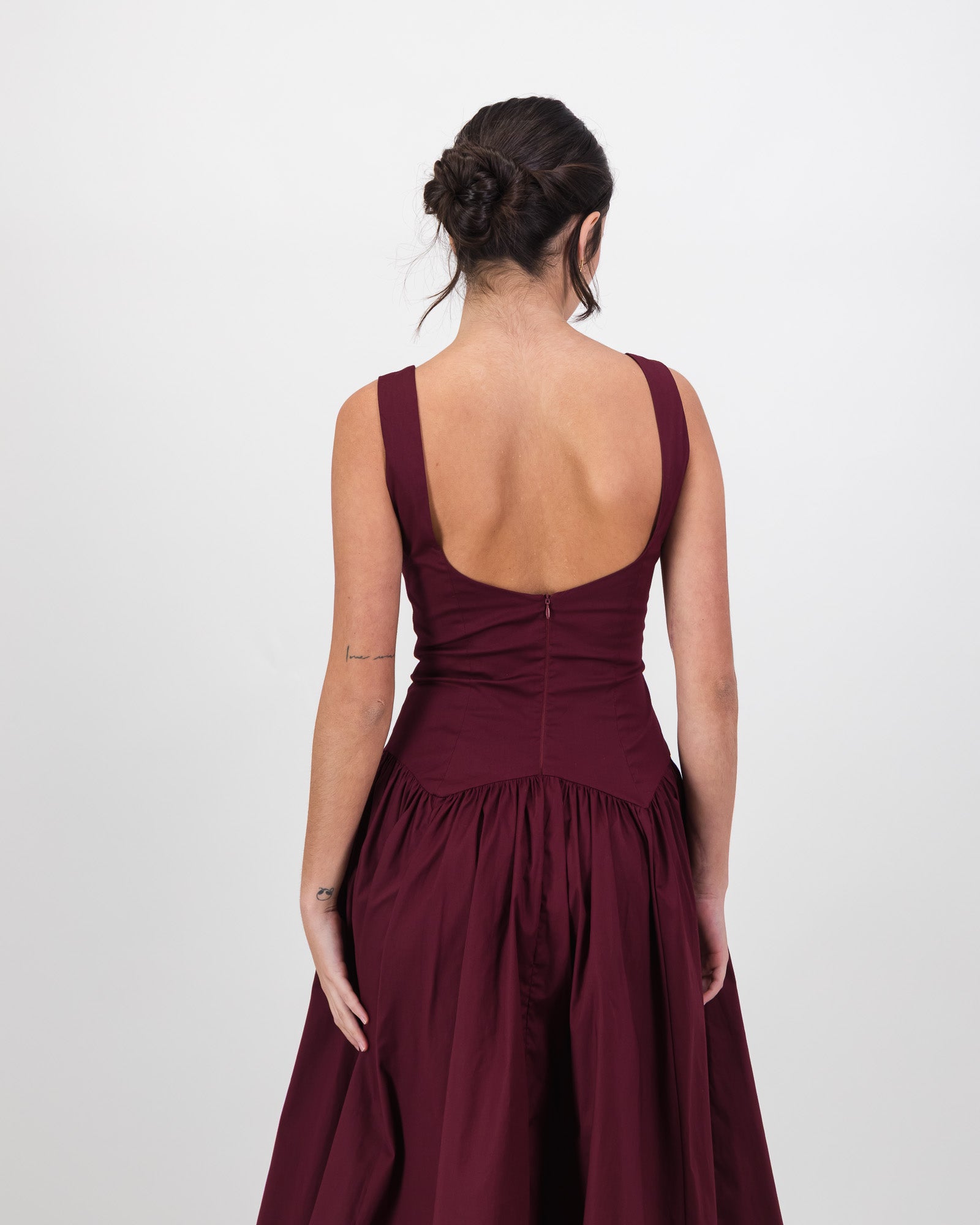 Gaia Midi Dress - Burgundy