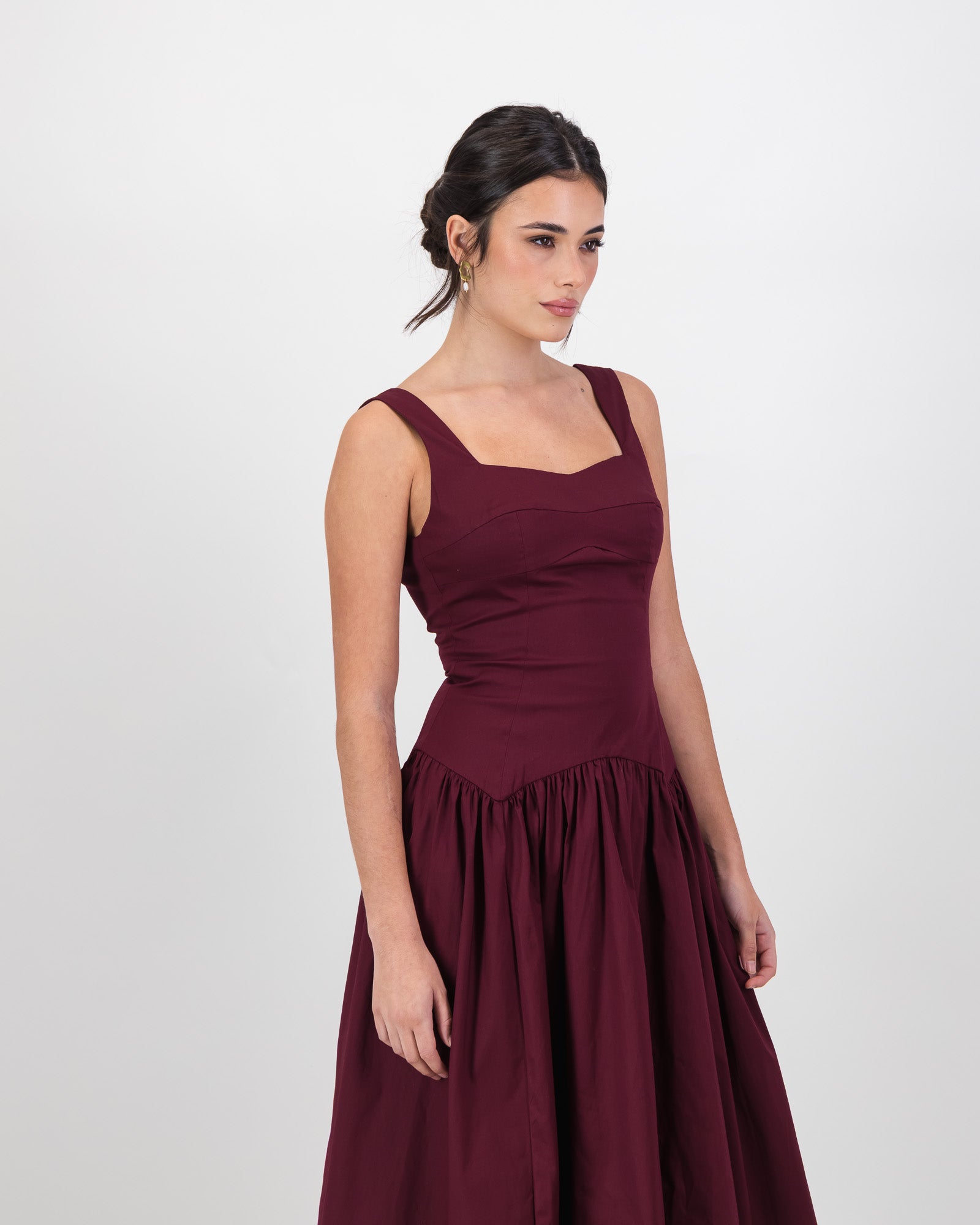 Gaia Midi Dress - Burgundy